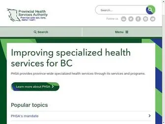 Phsa.ca(Provincial Health Services Authority) Screenshot