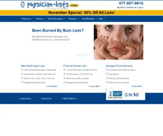 PHysiciandatabases.com(Specializing in Physician and Dentist Lists) Screenshot