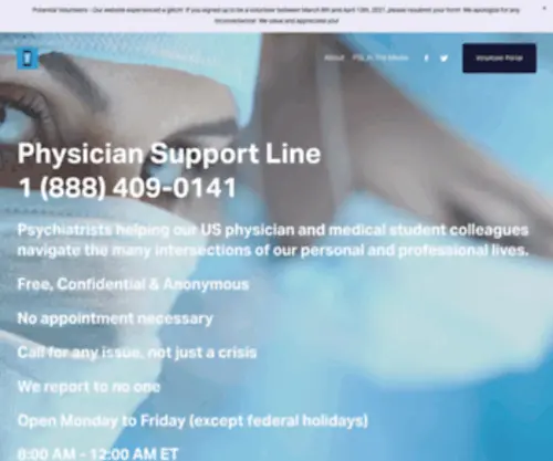 PHysiciansupportline.com(Physician Support Line) Screenshot