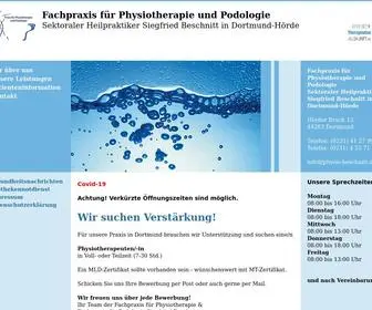 PHysio-Beschnitt.de(Fachpraxis für Physiotherapie und Podologie) Screenshot