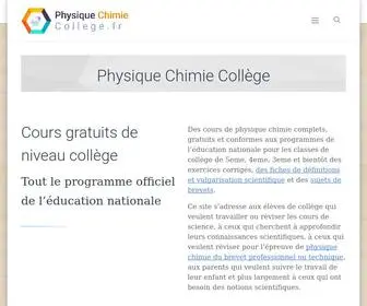 PHysique-Chimie-College.fr(Physique Chimie Collège) Screenshot