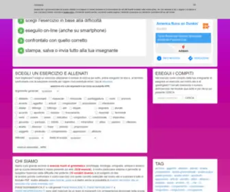 Pianetagrammatica.it(Esercizi di grammatica on line con soluzioni per la scuola elementare e media) Screenshot