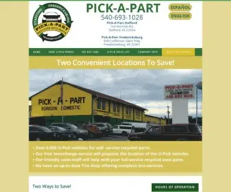 Pickapartva.com(Recycled Auto Parts in Stafford and Fredericksburg Virginia) Screenshot
