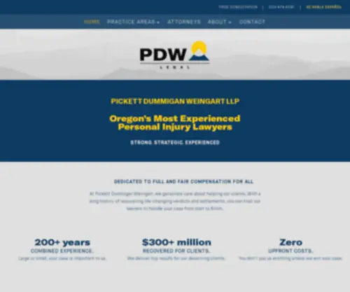 Pickettdummigan.com(Personal Injury Lawyers Portland) Screenshot