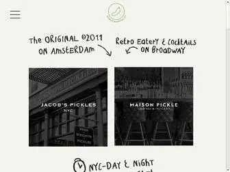 Picklehospitality.com(Jacob's Pickles & Maison Pickle Restaurants) Screenshot