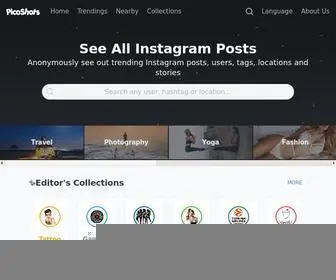 Picoshots.com(Watch Instagram stories anonymously & Find out the most followed Instagram users) Screenshot