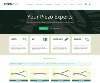 Piezo.com(Piezoelectric products and piezo system integration experts) Screenshot