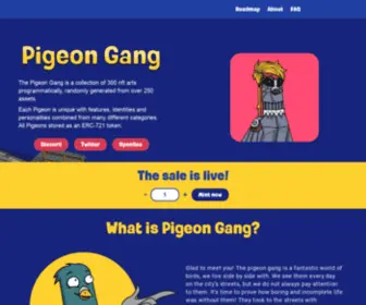 Pigeongang.com(Roadmap About FAQ Connect wallet The Pigeon Gang) Screenshot