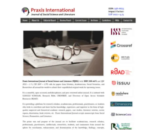 Pijssl.com(Praxis International Journal of Social Science and Literature) Screenshot