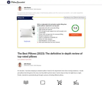 Pillowspecialist.com(The Best Pillow in 2021) Screenshot