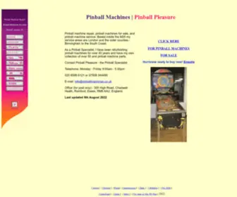 Pinballmachines.co.uk(Pinball repair) Screenshot