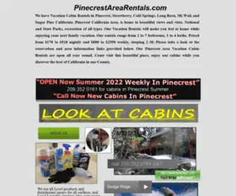 Pinecrestarearentals.com(Pinecrest Vacation Rentals) Screenshot