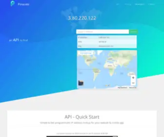Pinocate.com(IP Address Lookup and Geolocation API) Screenshot