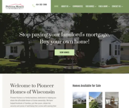 Pioneerhomesofwi.com(Pioneer Homes of Wisconsin) Screenshot