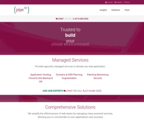 Pipeten.com(Managed server hosting for secure web application infrastructure) Screenshot