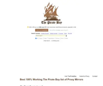 Piratebay-Proxies.com(Here is 100% Free TPB Proxy List) Screenshot