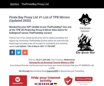 Piratebay.center(Pirate Bay Proxy List #1 List of TPB Mirrors (Updated 2020)) Screenshot