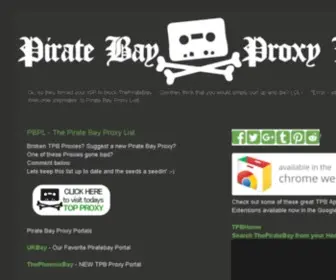 Piratebayproxylist.com(PBPL Pirate Bay Proxy List) Screenshot
