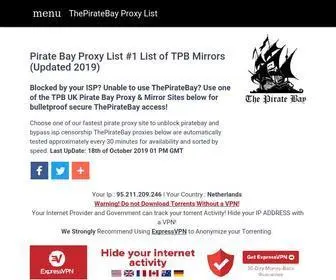 Piratebay.works(Pirate Bay Proxy List #1 List of TPB Mirrors (Updated 2020)) Screenshot