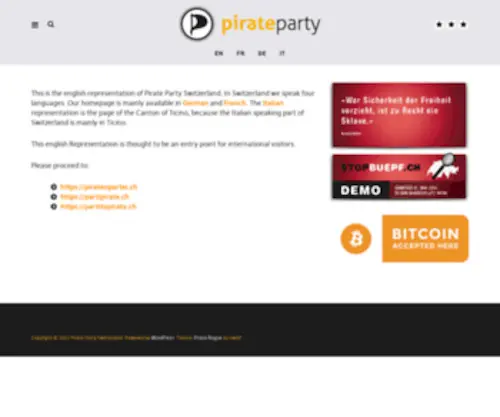 Pirateparty.ch(Pirate Party Switzerland) Screenshot