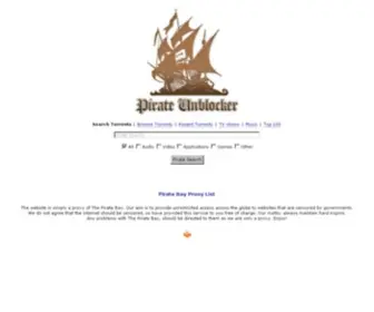 Pirateunblocker.com(The Pirate Bay) Screenshot