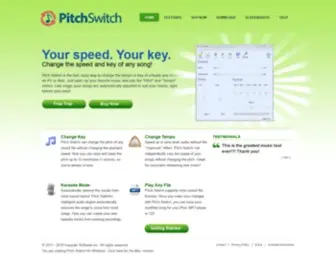 Pitch-Switch.com(Change the tempo and key of any music) Screenshot