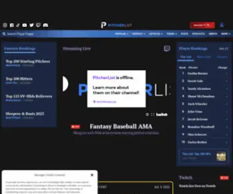Pitcherlist.com(Fantasy Baseball Articles) Screenshot