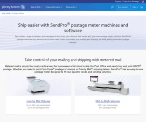 Pitneybowessmallbusiness.com(Postage meter machines and shipping software) Screenshot
