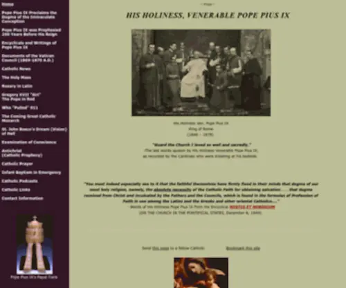 Piustheninth.com(His Holiness Pope Pius IX) Screenshot