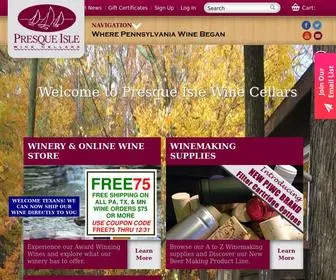 Piwine.com(Wine Making Supplies from Presque Isle Wine Cellars) Screenshot