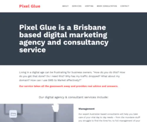 Pixelglue.com.au(Brisbane Digital marketing & consultancy service) Screenshot