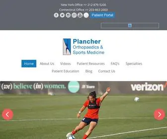 Plancherortho.com(Plancher Orthopaedics) Screenshot