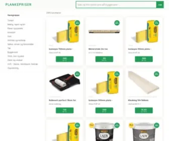 Plankepriser.no(Beste pris og oversikt over byggevarer) Screenshot
