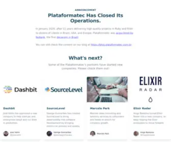 Plataformatec.com.br(Professional Consulting and Development for companies using Elixir or Ruby. Projects Inc) Screenshot