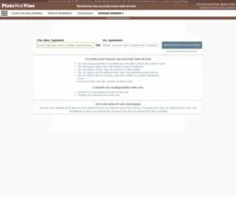 Platsnetvins.com(Moteur de recherche des accords entre plats) Screenshot