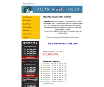 Playpowerball.info(Play on the Internet Powerball) Screenshot