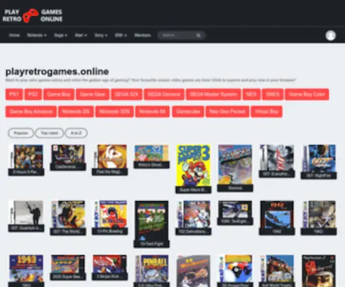 Playretrogames.online(Play Retro Games Online) Screenshot