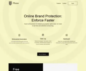 Pliano.com(Online Trademark Compliance and Brand Protection) Screenshot