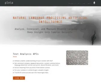 Plnia.com(Natural Language Processing Artificial Intelligence APIs) Screenshot