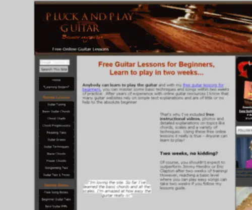 Pluckandplayguitar.com(Free Guitar Lessons for Beginners) Screenshot