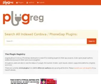 Plugreg.com(The Cordova) Screenshot