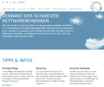 Plumarex.ch(Verband der Schweizer Bettwarenfabriken (VSB)) Screenshot