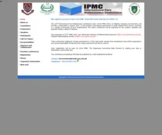 PMC.org.pk(22nd International Pure Mathematics Conference 2021) Screenshot