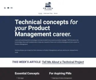 Pmtechlessons.com(Technical concepts for Product Managers) Screenshot