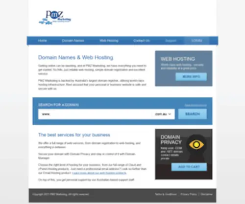 PMzDomains.com.au(Domain Names & Web Hosting) Screenshot