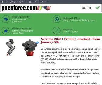 Pneuforce.com(Push to Connect Fittings and Vacuum Suction Cups) Screenshot