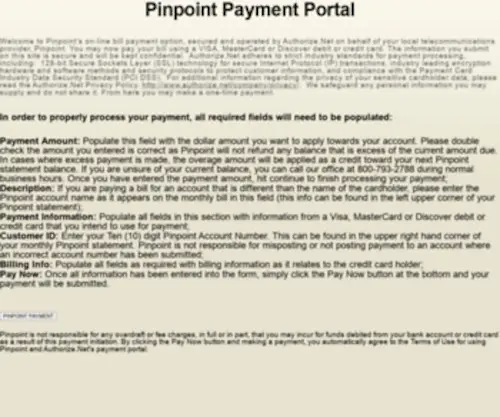 PNPtpayments.com(Pinpoint Communications Payment Portal) Screenshot