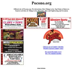 Pocono.org(Official site of attraction best things to do area scranton tourist top main major sightseeing points of interest attractions Fun Guide PA sites sightseeing Pa) Screenshot