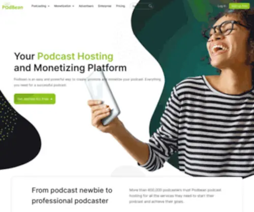 Podbean.com(Podbean podcast hosting and monetizing platform) Screenshot