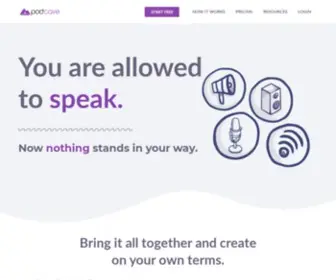 Podcave.com(Revolutionary podcast software and a proven workflow process) Screenshot